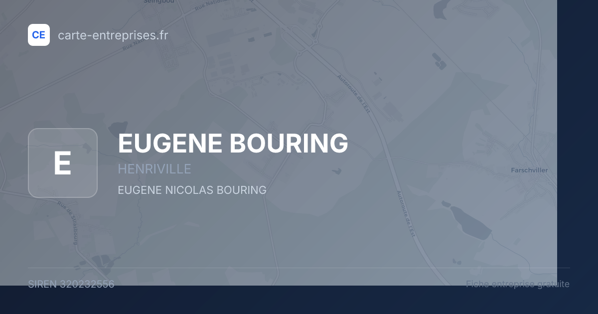 EUGENE BOURING — 320232556 — fiche entreprise
