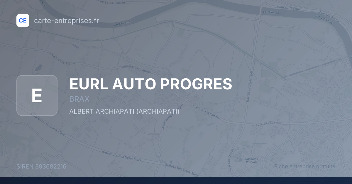 EURL AUTO PROGRES — 393682216 — fiche entreprise
