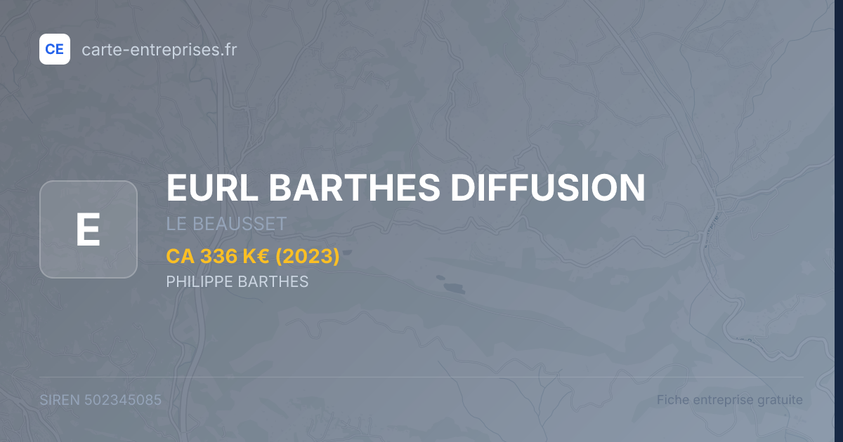 EURL BARTHES DIFFUSION — 502345085 — fiche entreprise