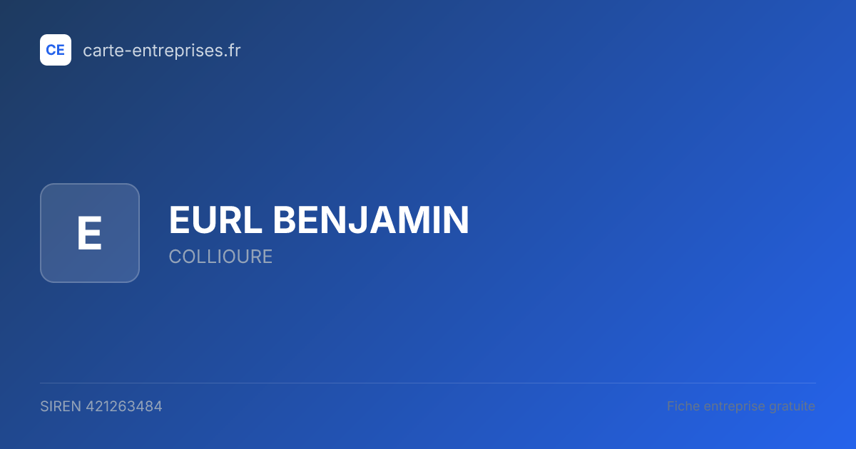 EURL BENJAMIN — 421263484 — fiche entreprise