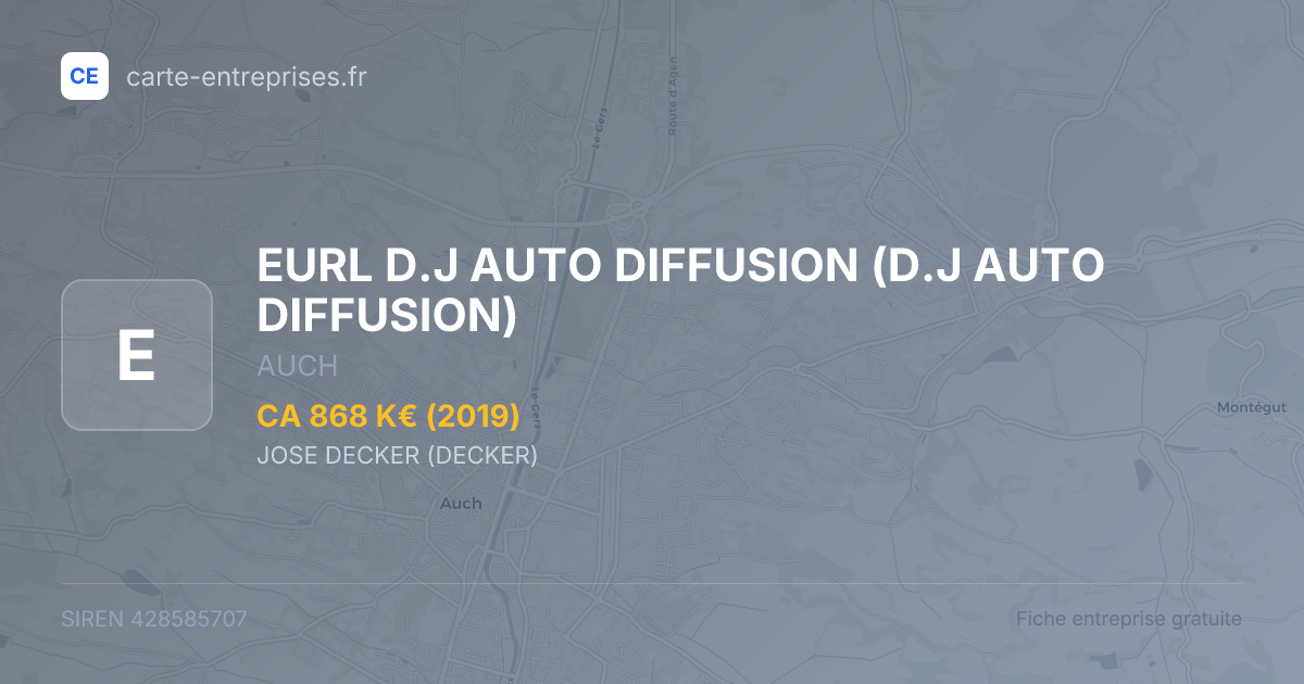 EURL D.J AUTO DIFFUSION (D.J AUTO DIFFUSION) — 428585707 — fiche entreprise