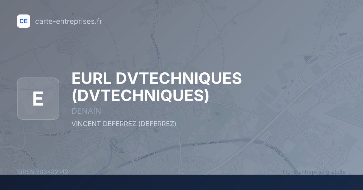 EURL DVTECHNIQUES (DVTECHNIQUES) — 793482142 — fiche entreprise