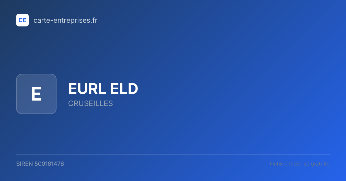 EURL ELD — 500161476 — fiche entreprise