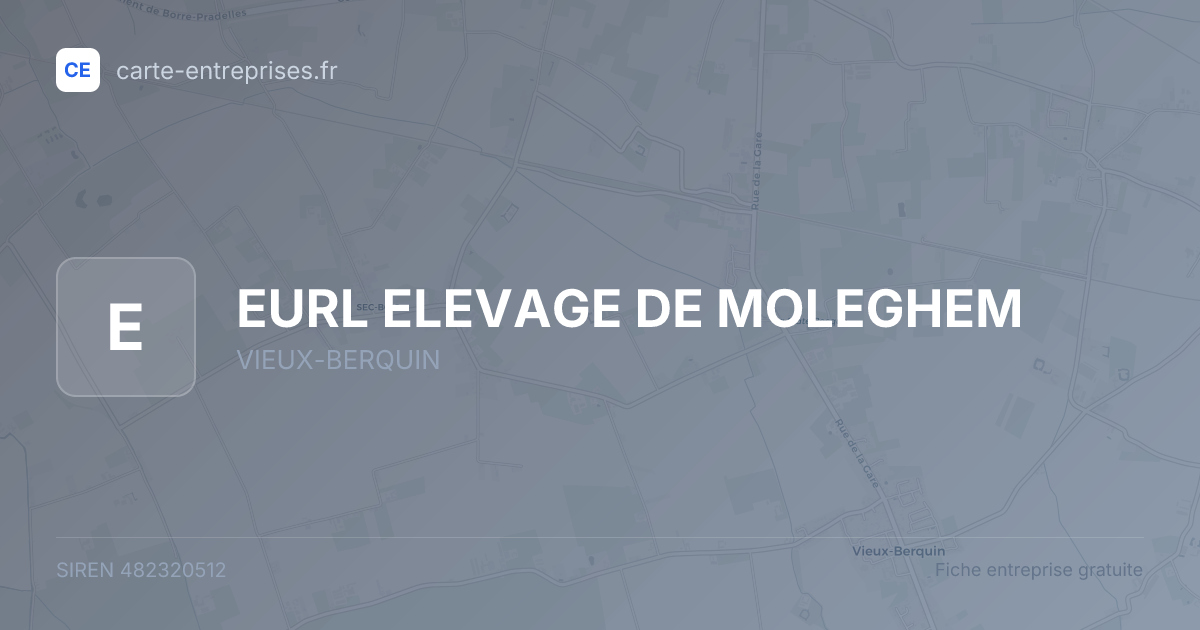 EURL ELEVAGE DE MOLEGHEM — 482320512 — fiche entreprise