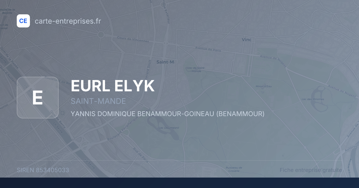 EURL ELYK — 853405033 — fiche entreprise