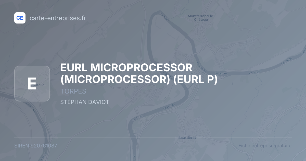 EURL MICROPROCESSOR (MICROPROCESSOR) (EURL  P) — 920761087 — fiche entreprise