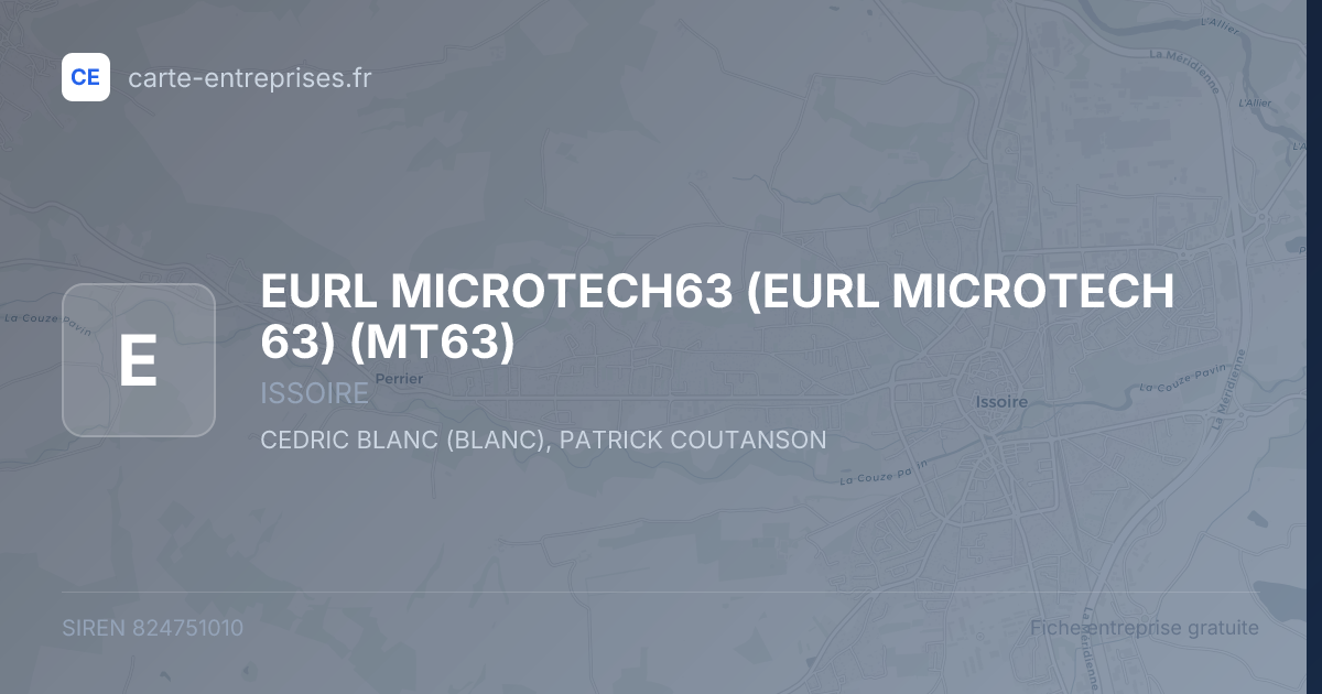 EURL MICROTECH63 (EURL MICROTECH 63) (MT63) — 824751010 — fiche entreprise