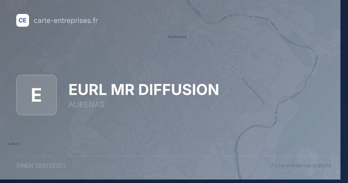 EURL MR DIFFUSION — 393732201 — fiche entreprise