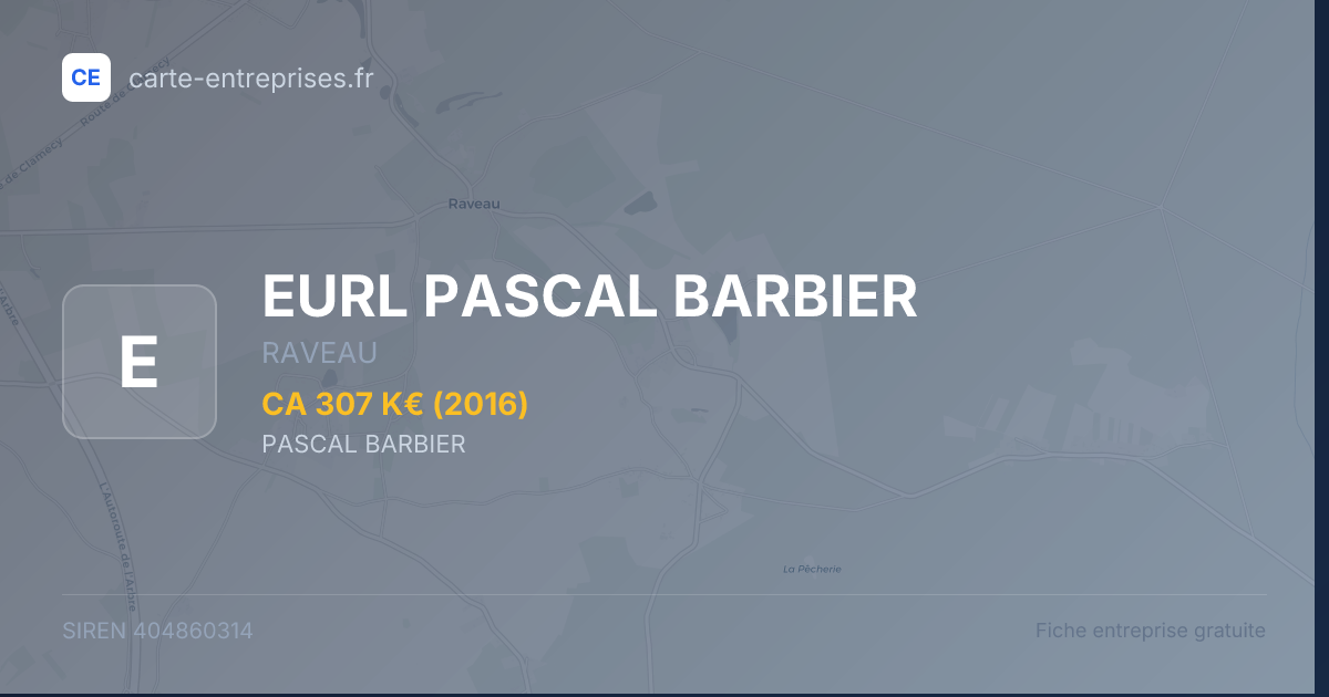 EURL PASCAL BARBIER — 404860314 — fiche entreprise
