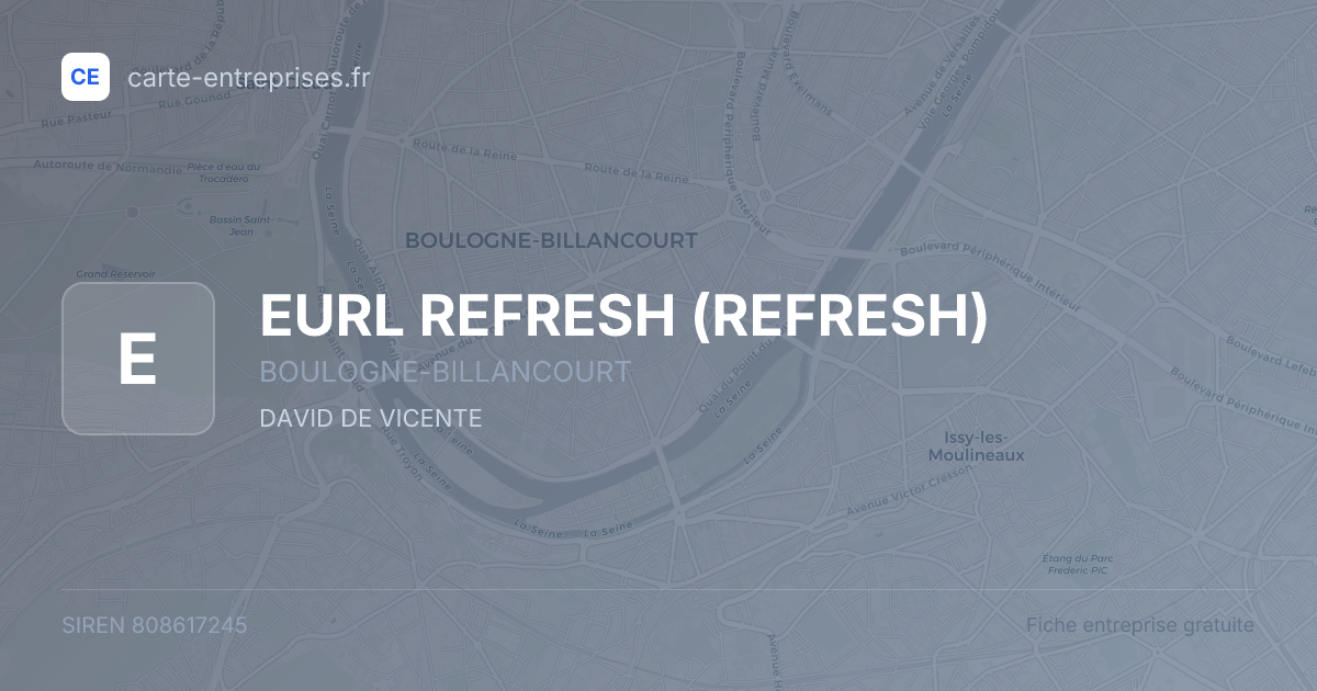EURL REFRESH (REFRESH) — 808617245 — fiche entreprise