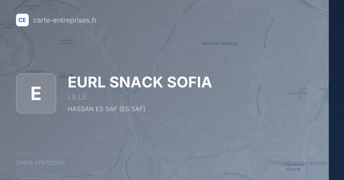 EURL SNACK SOFIA — 478792955 — fiche entreprise