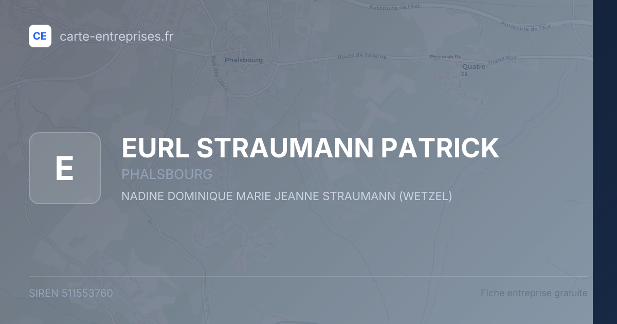 EURL STRAUMANN PATRICK — 511553760 — fiche entreprise