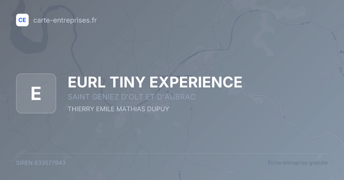 EURL TINY EXPERIENCE — 833577943 — fiche entreprise