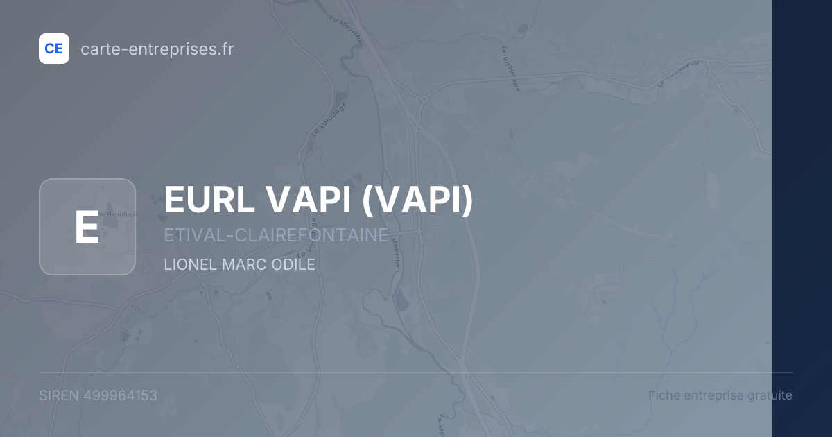 EURL VAPI (VAPI) — 499964153 — fiche entreprise