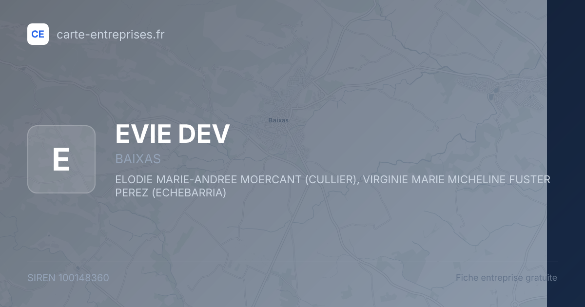 EVIE DEV — 100148360 — fiche entreprise