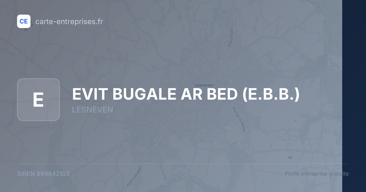 EVIT BUGALE AR BED (E.B.B.) — 894842103 — fiche entreprise