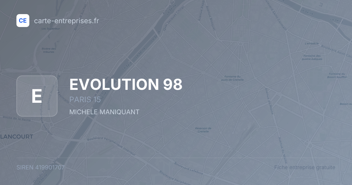 EVOLUTION 98 — 419901707 — fiche entreprise