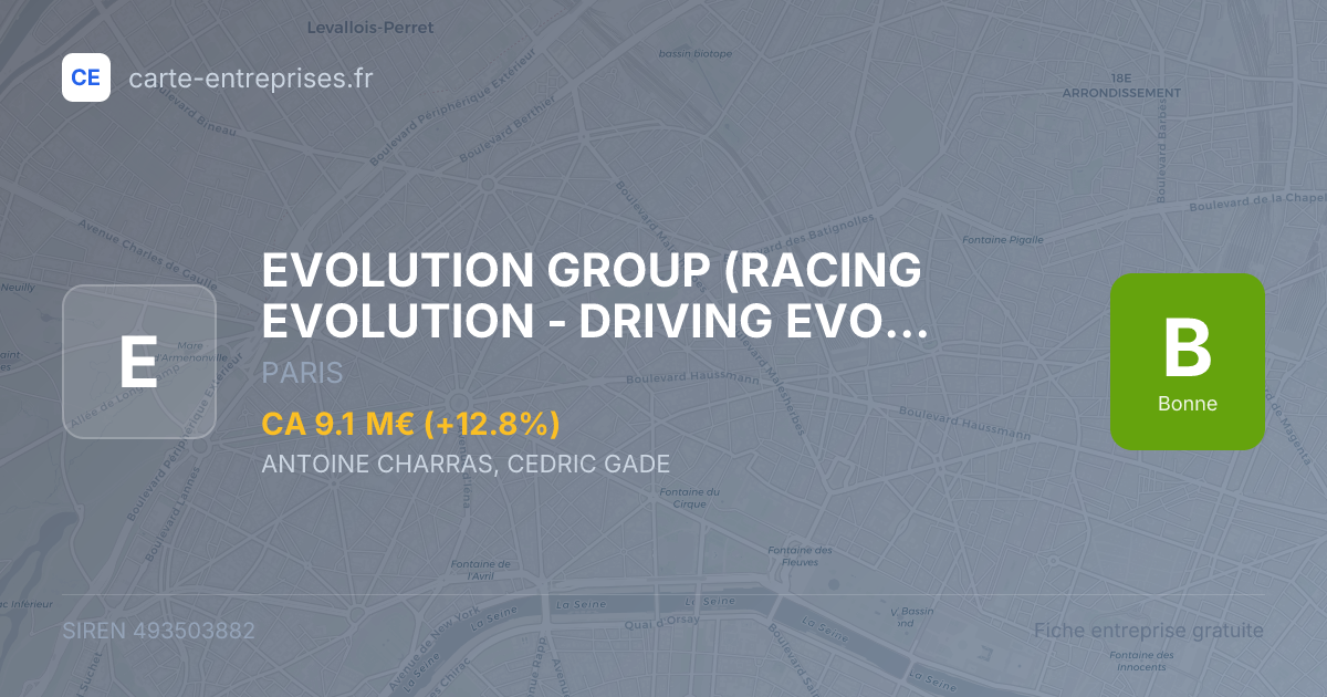 EVOLUTION GROUP (RACING EVOLUTION - DRIVING EVOLUTION) — 493503882 — fiche entreprise