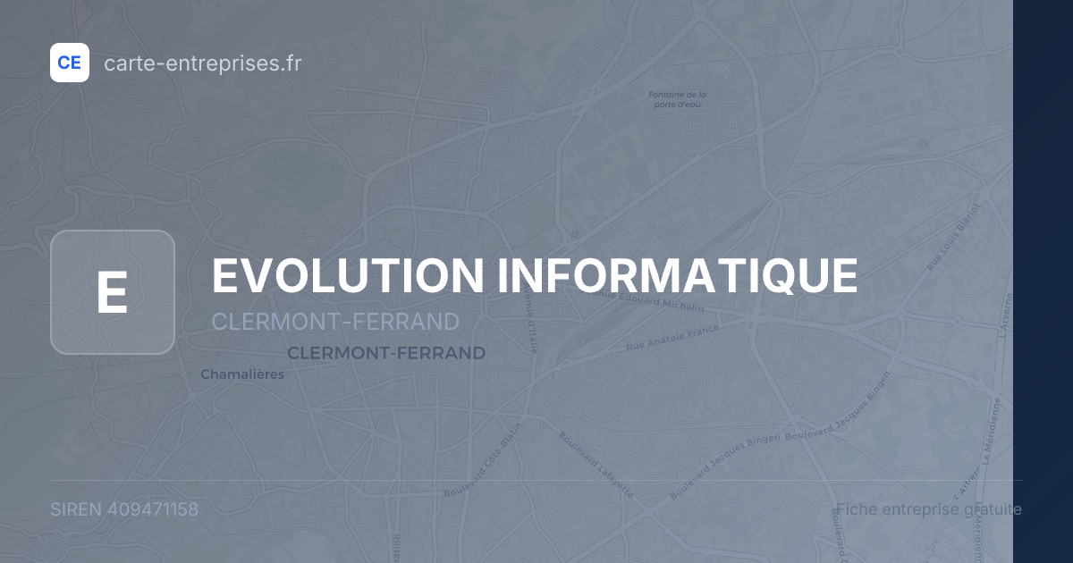 EVOLUTION INFORMATIQUE — 409471158 — fiche entreprise