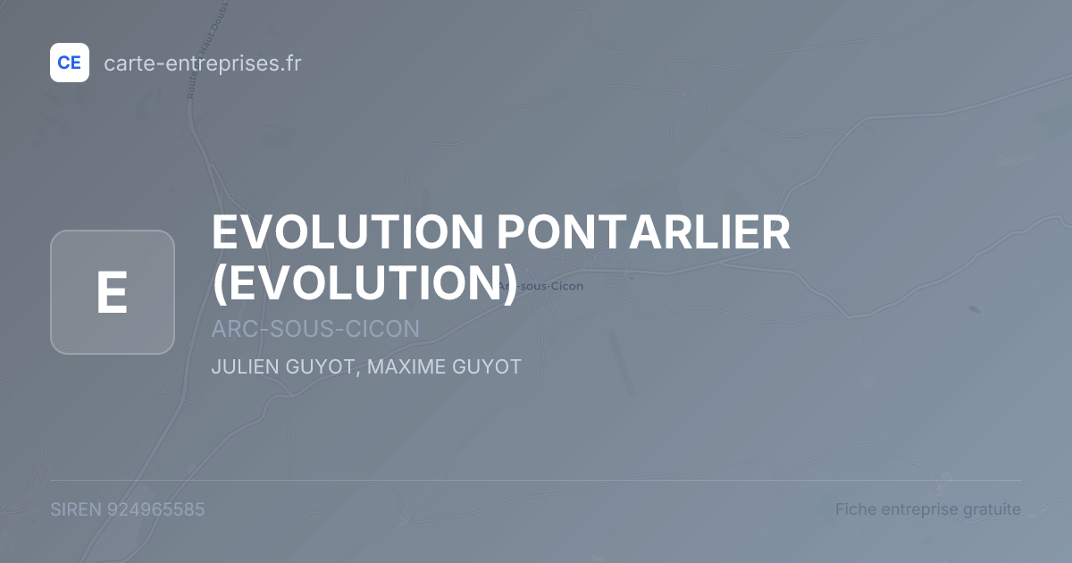 EVOLUTION PONTARLIER (EVOLUTION) — 924965585 — fiche entreprise