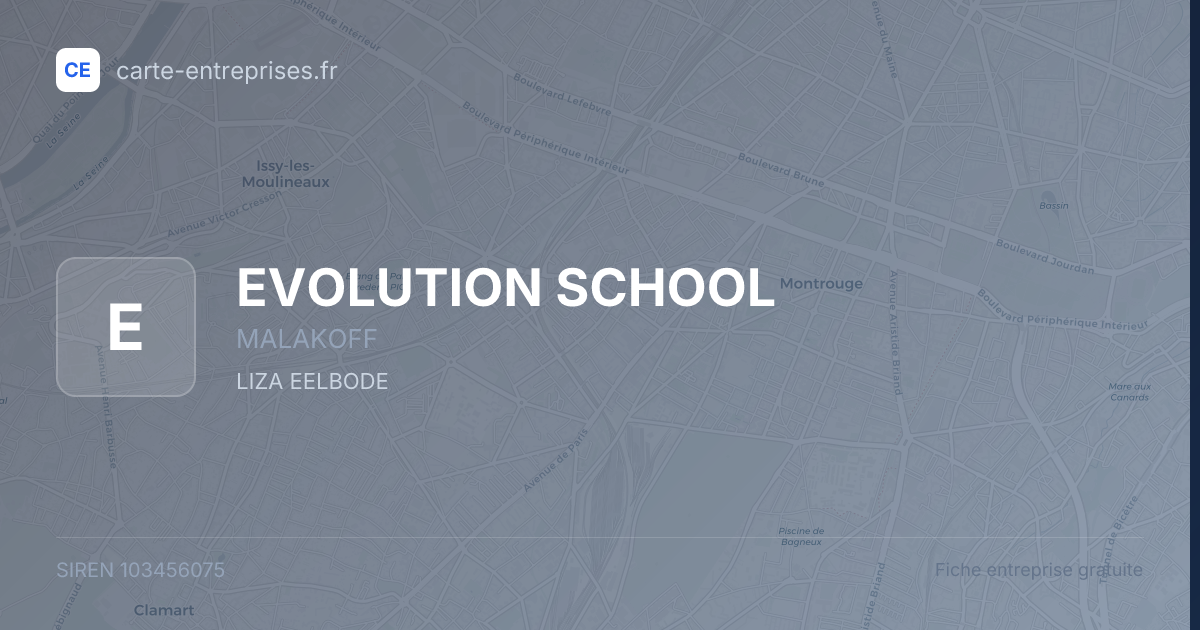 EVOLUTION SCHOOL — 103456075 — fiche entreprise
