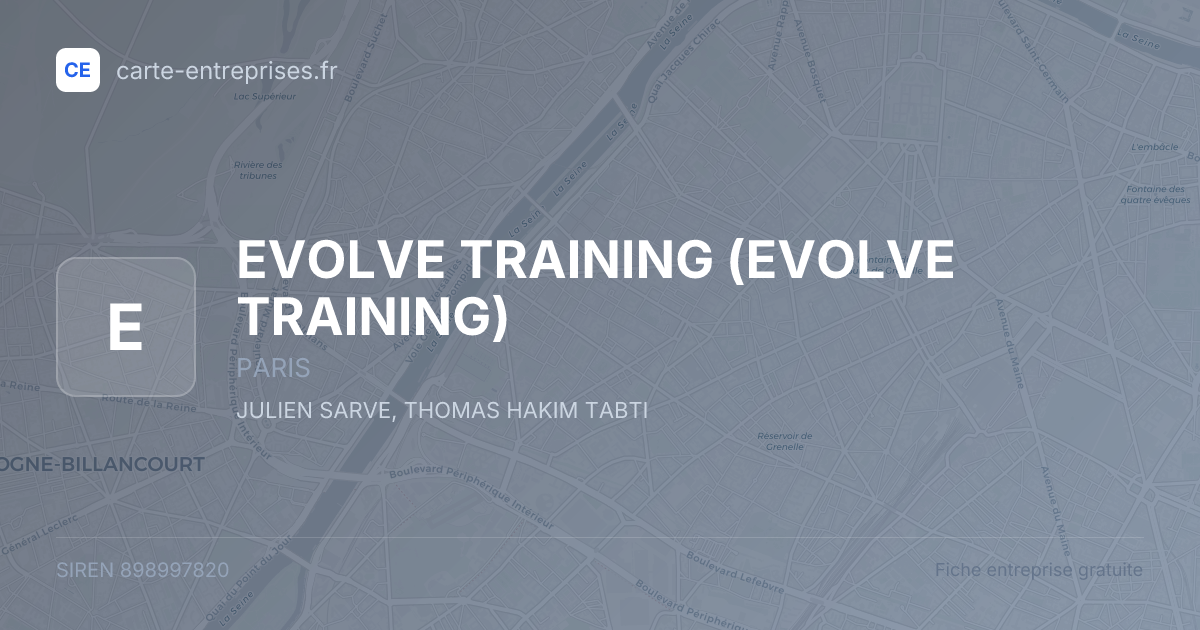 EVOLVE TRAINING — 898997820 — fiche entreprise