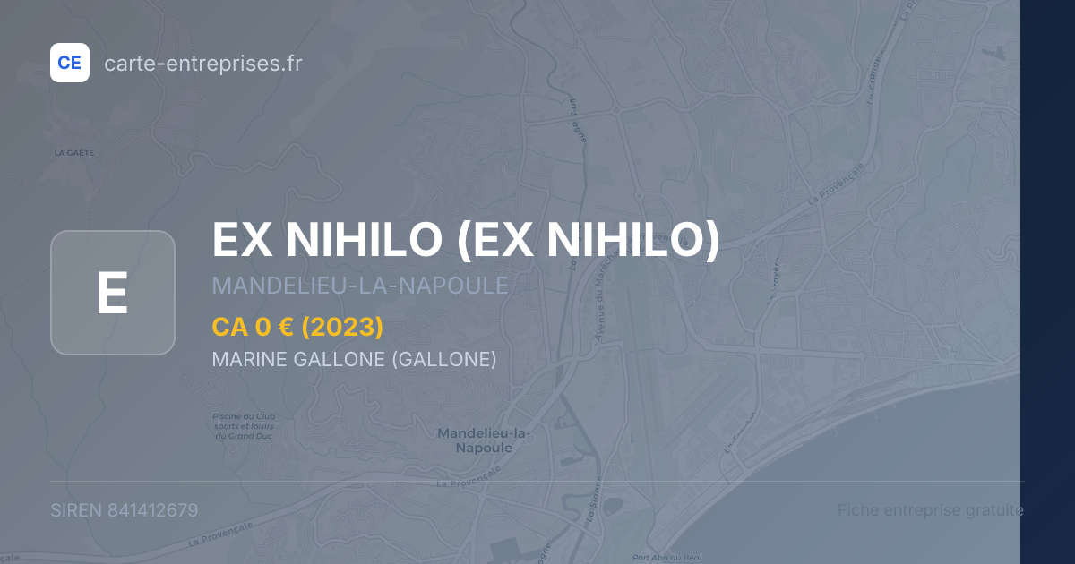 EX NIHILO — 841412679 — fiche entreprise