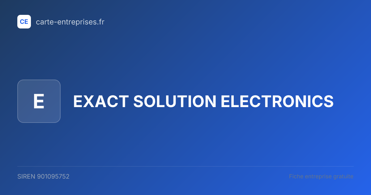 EXACT SOLUTION ELECTRONICS — 901095752 — fiche entreprise
