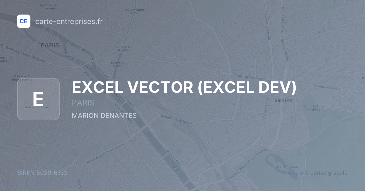 EXCEL VECTOR (EXCEL DEV) — 502916133 — fiche entreprise