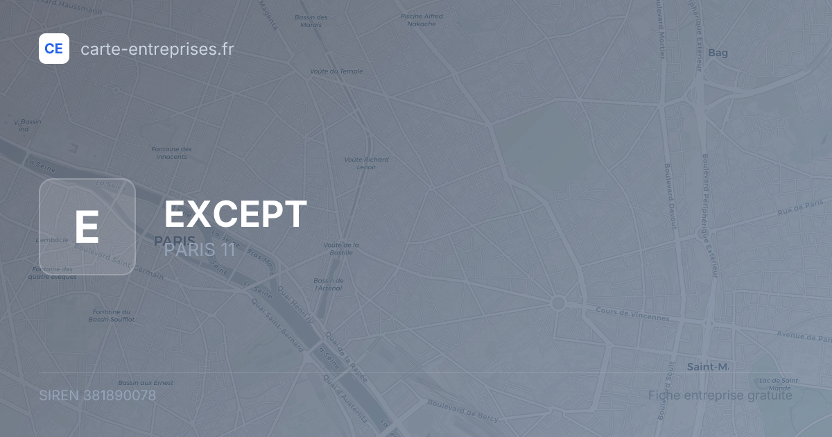 EXCEPT — 381890078 — fiche entreprise