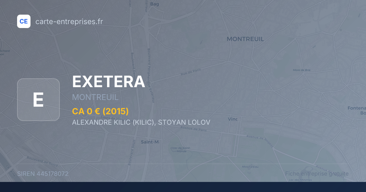 EXETERA — 445178072 — fiche entreprise