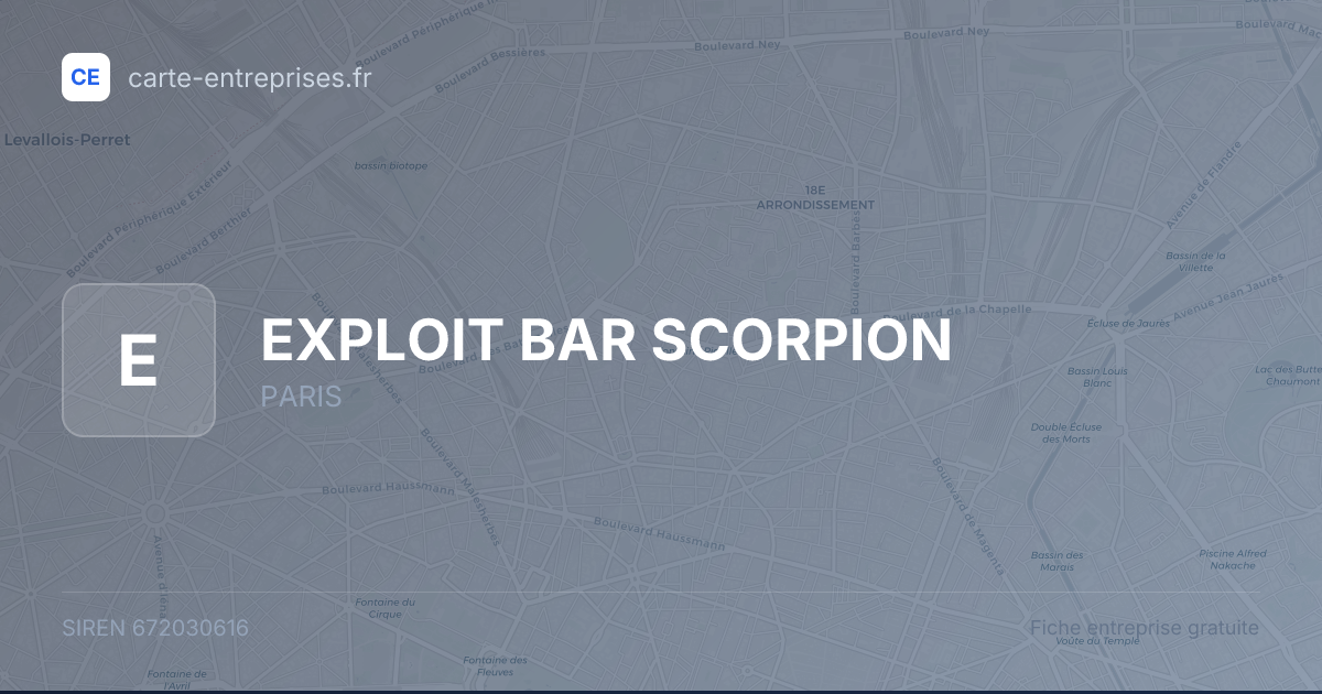 EXPLOIT BAR SCORPION — 672030616 — fiche entreprise