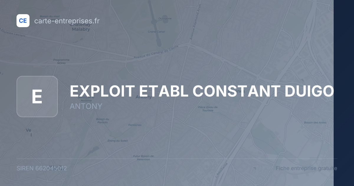 EXPLOIT ETABL CONSTANT DUIGO — 662045012 — fiche entreprise