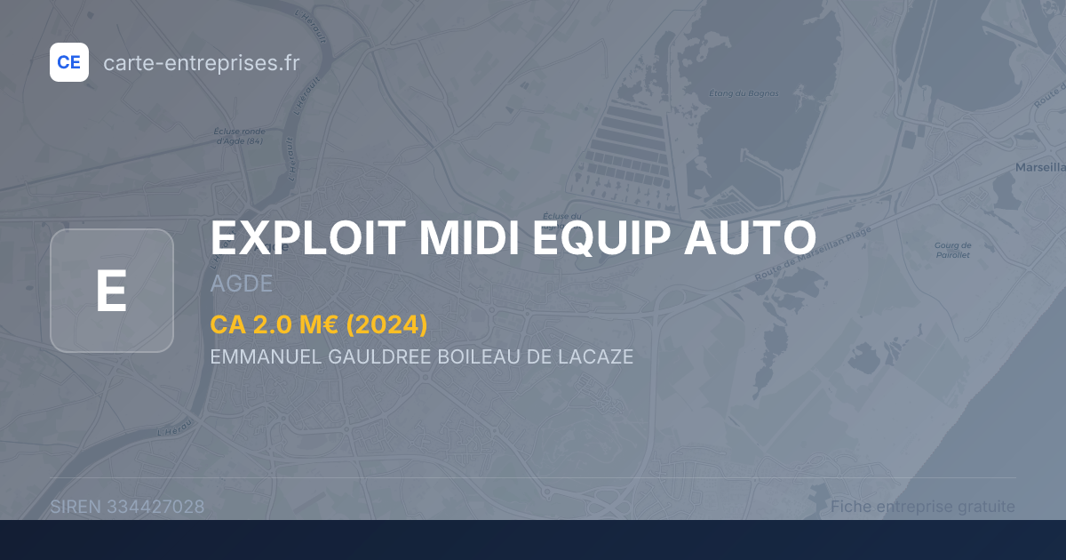 EXPLOIT MIDI EQUIP AUTO — 334427028 — fiche entreprise