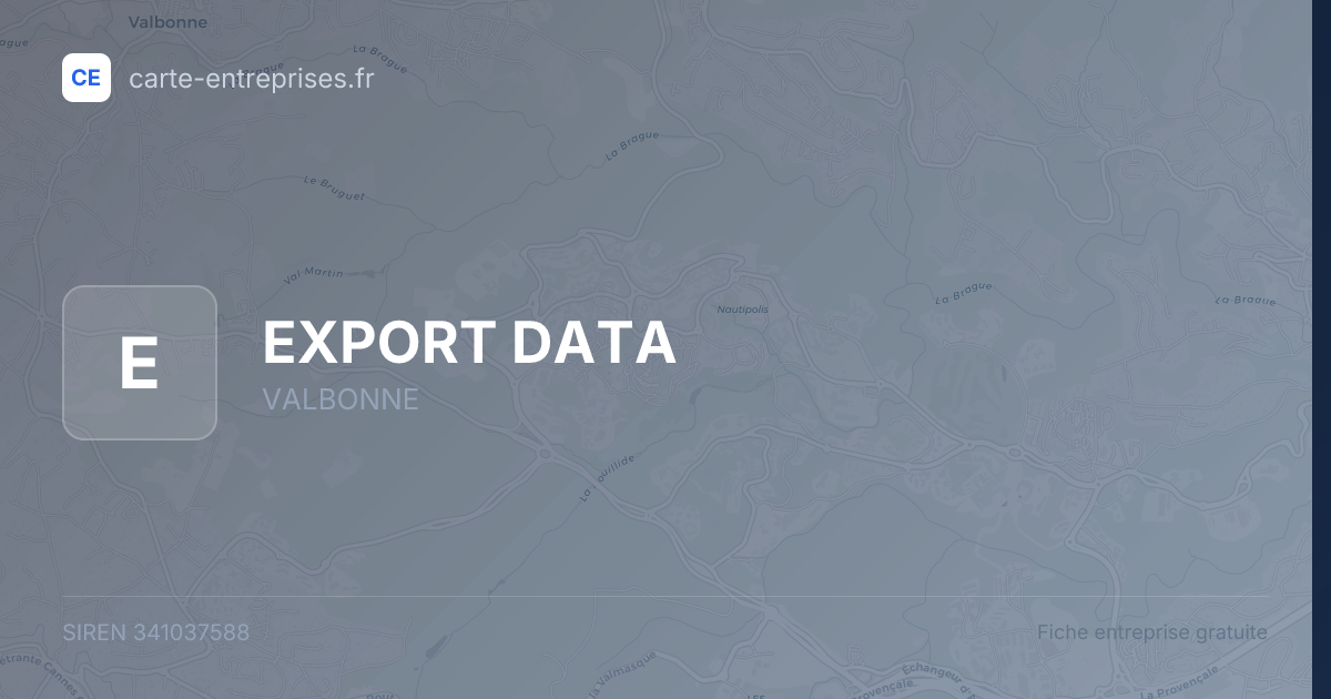 EXPORT DATA — 341037588 — fiche entreprise