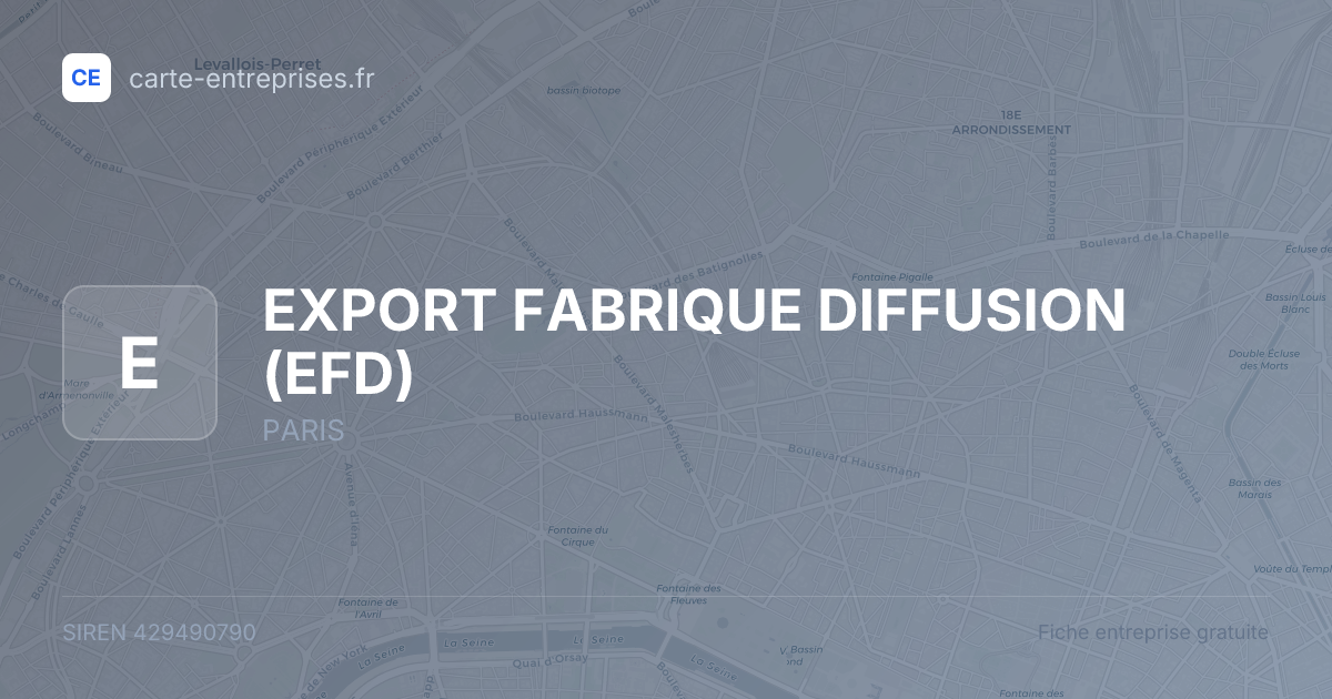 EXPORT FABRIQUE DIFFUSION (EFD) — 429490790 — fiche entreprise