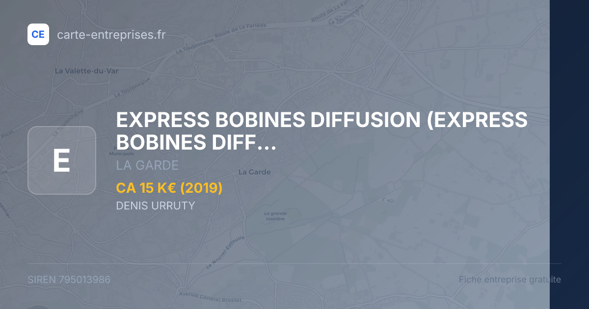 EXPRESS BOBINES DIFFUSION (EXPRESS BOBINES DIFFUSION) (EXBODIF) — 795013986 — fiche entreprise