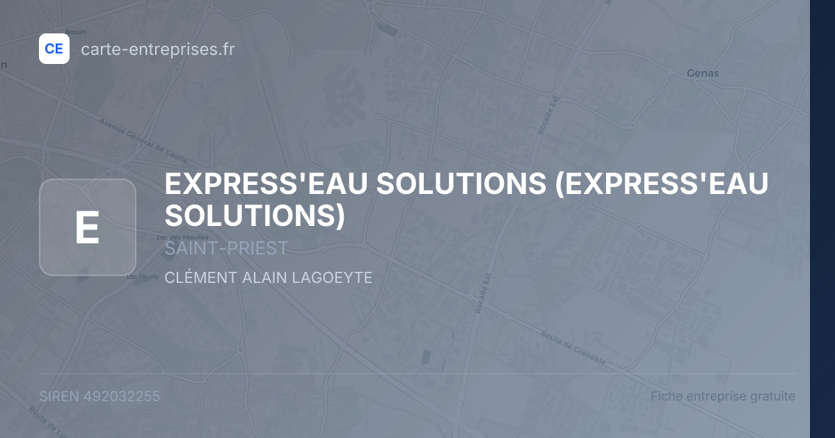 EXPRESS'EAU SOLUTIONS — 492032255 — fiche entreprise