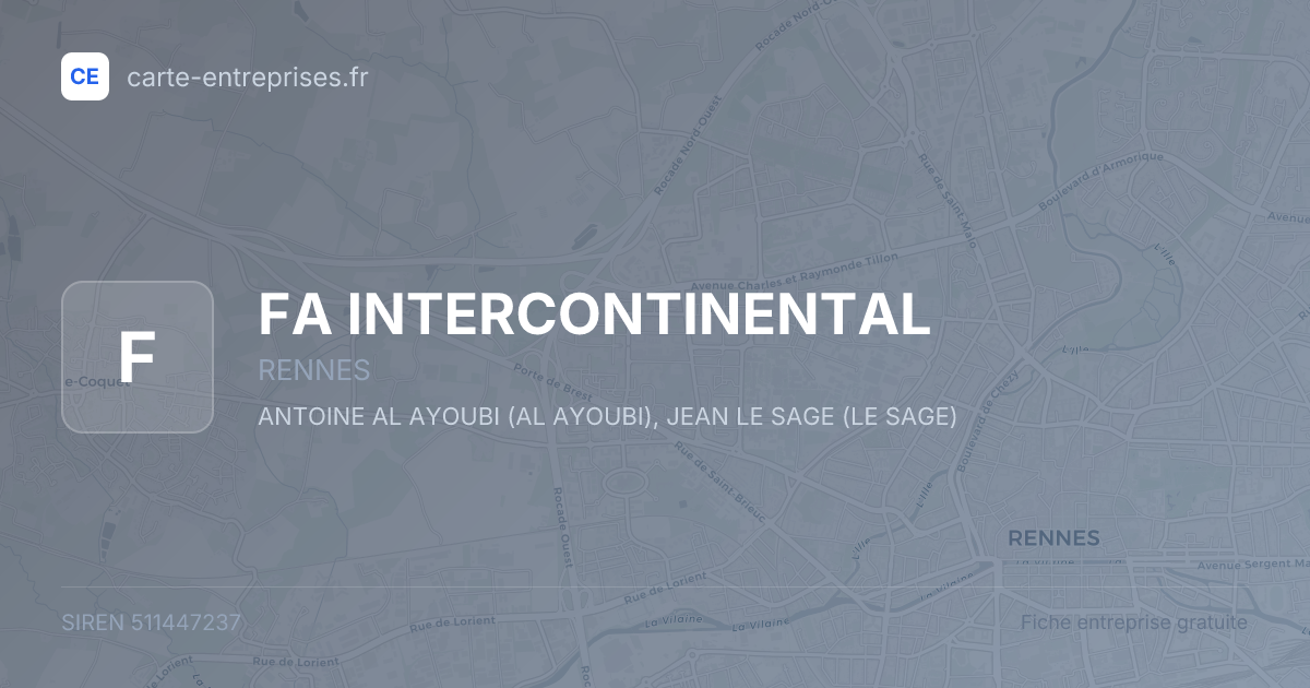 FA INTERCONTINENTAL — 511447237 — fiche entreprise