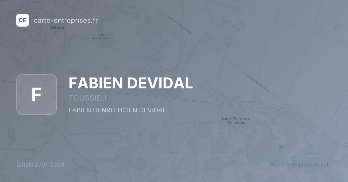 FABIEN DEVIDAL — 879113389 — fiche entreprise