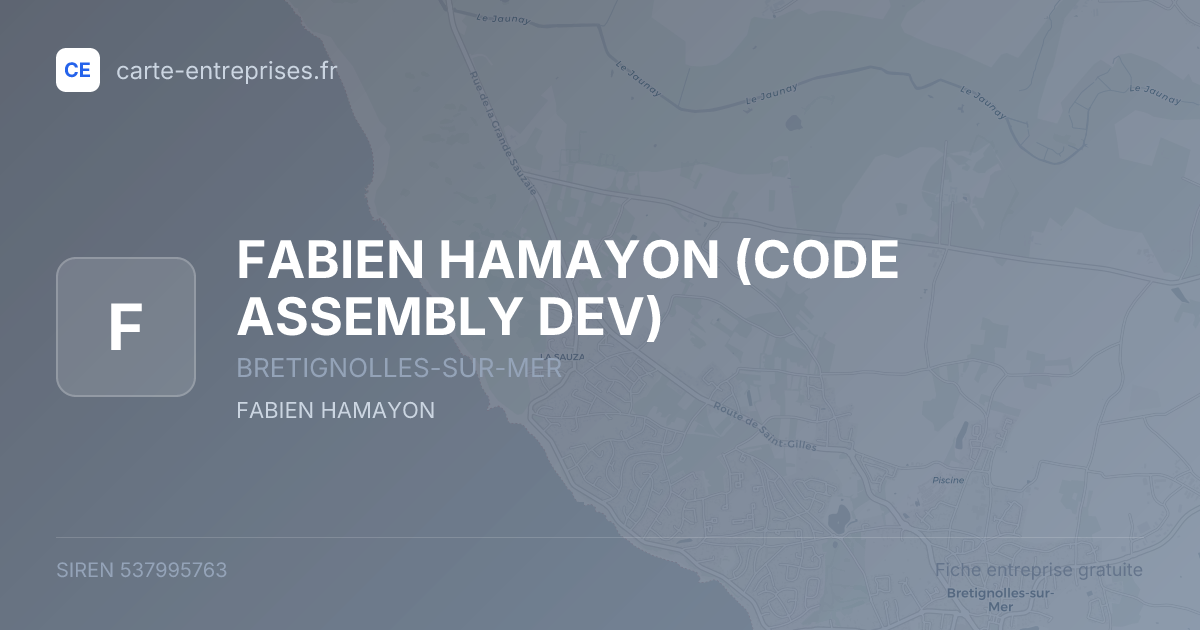 FABIEN HAMAYON (CODE ASSEMBLY DEV) — 537995763 — fiche entreprise