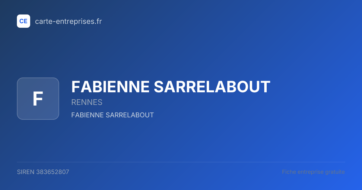 FABIENNE SARRELABOUT — 383652807 — fiche entreprise