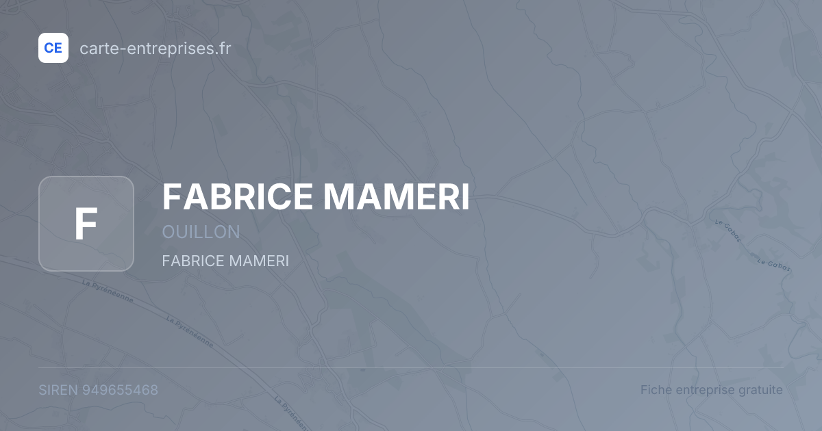 FABRICE MAMERI — 949655468 — fiche entreprise