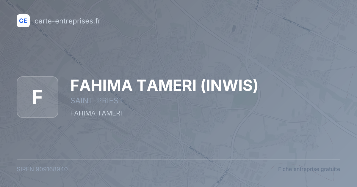 FAHIMA TAMERI (INWIS) — 909168940 — fiche entreprise