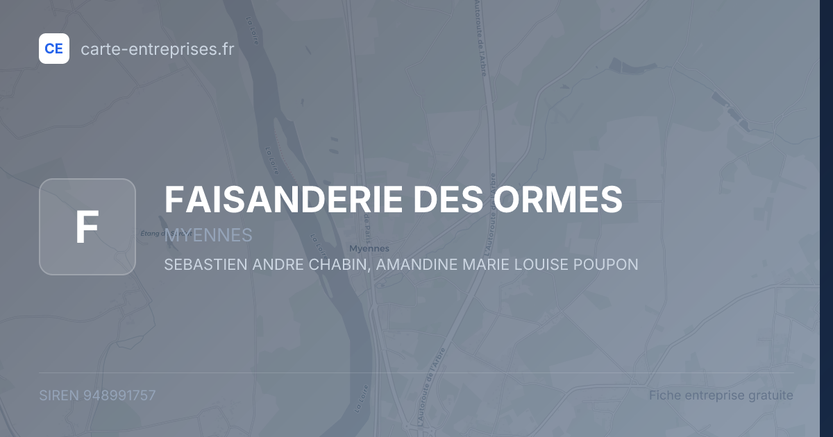 FAISANDERIE DES ORMES — 948991757 — fiche entreprise