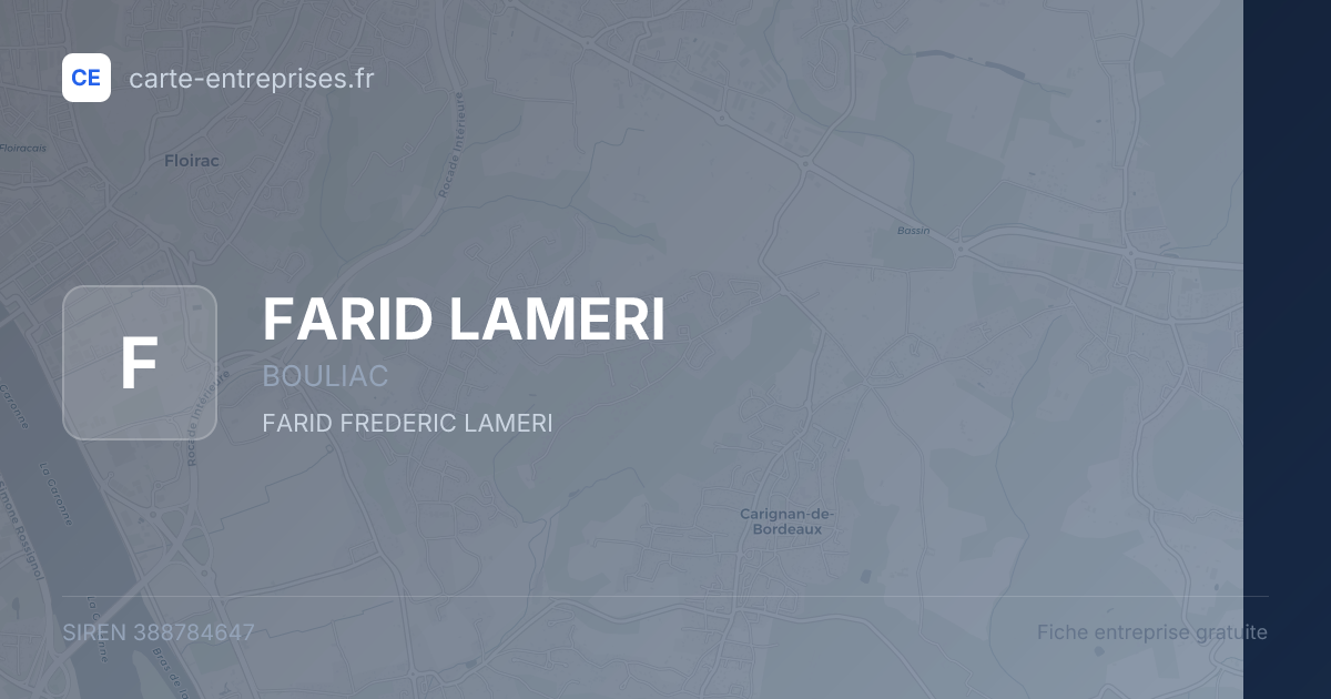 FARID LAMERI — 388784647 — fiche entreprise
