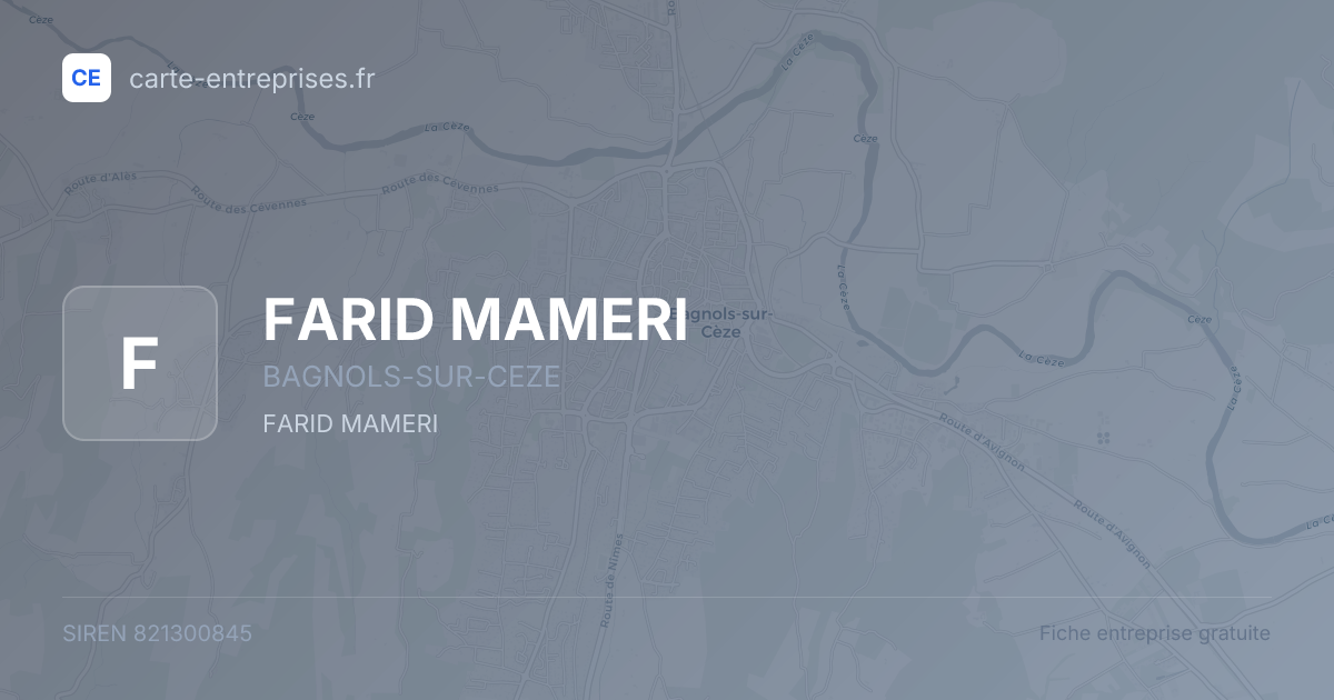 FARID MAMERI — 821300845 — fiche entreprise