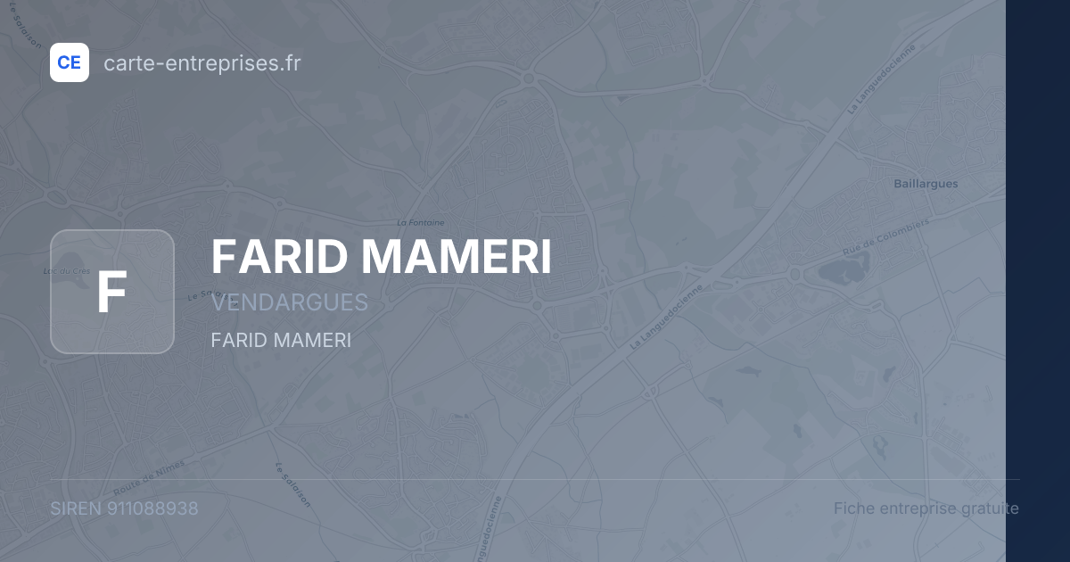 FARID MAMERI — 911088938 — fiche entreprise