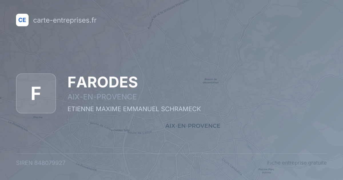 FARODES — 848079927 — fiche entreprise