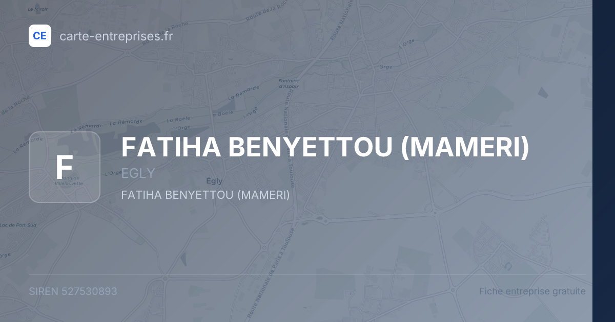 FATIHA BENYETTOU (MAMERI) — 527530893 — fiche entreprise